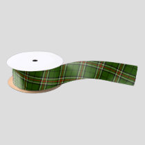 Green, Black, Red and White Tartan Satin Ribbon