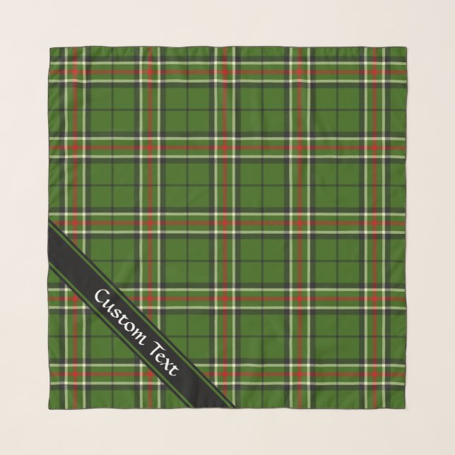Green, Black, Red and White Tartan Scarf (Front (Horizontal))