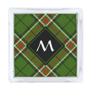 Green, Black, Red and White Tartan Silver Finish Lapel Pin