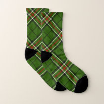 Green, Black, Red and White Tartan Socks