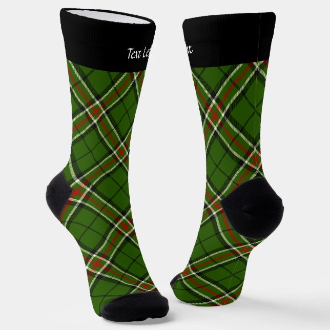 Green, Black, Red and White Tartan Socks (Angled)