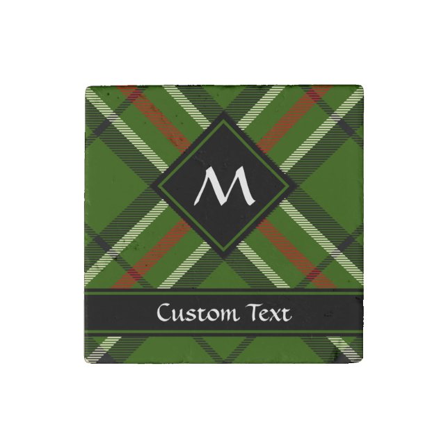Green, Black, Red and White Tartan Stone Magnet (Front)