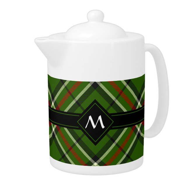 Green, Black, Red and White Tartan Teapot (Right)
