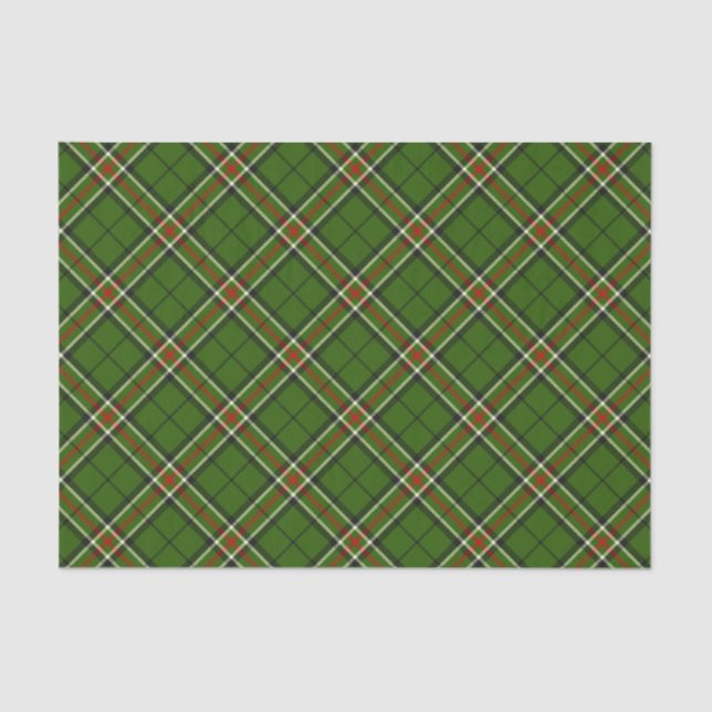 Green, Black, Red and White Tartan Tissue Paper (Front)