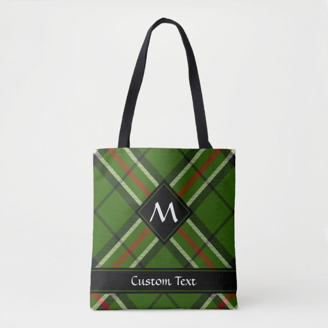 Green, Black, Red and White Tartan Tote Bag (Front)