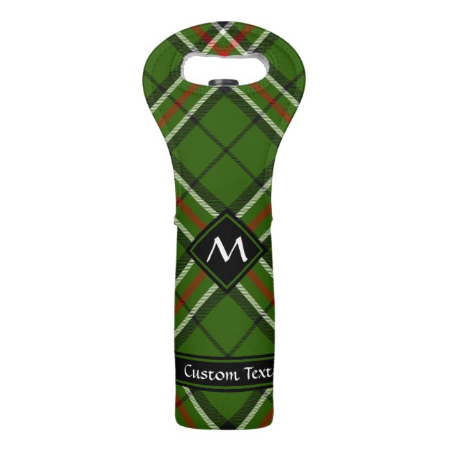 Green, Black, Red and White Tartan Wine Bag (Front)