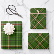 Green, Black, Red and White Tartan Wrapping Paper Sheets