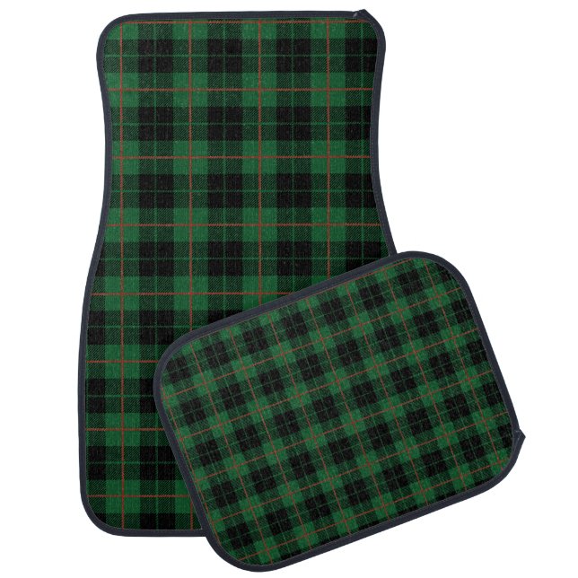 Green Black Red Plaid Tartan Plaid Scottish Plaid Car Floor Mat (Set)