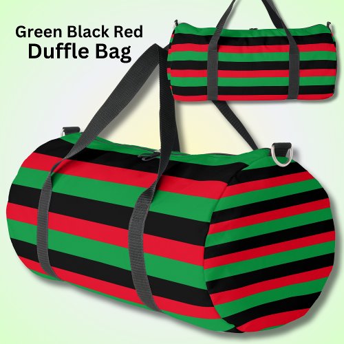 Green Black Red Striped  Duffle Bag
