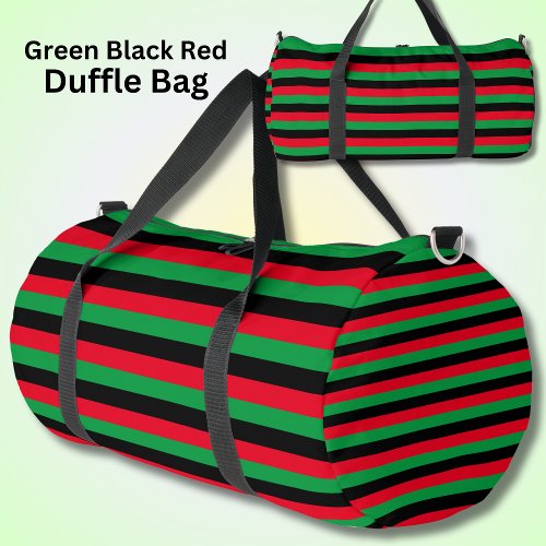 Green Black Red Thin Striped  Duffle Bag