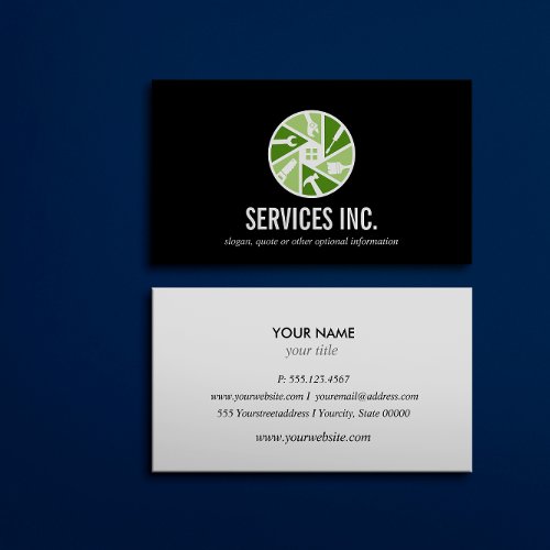 Green Black Repairing services logo professional Business Card