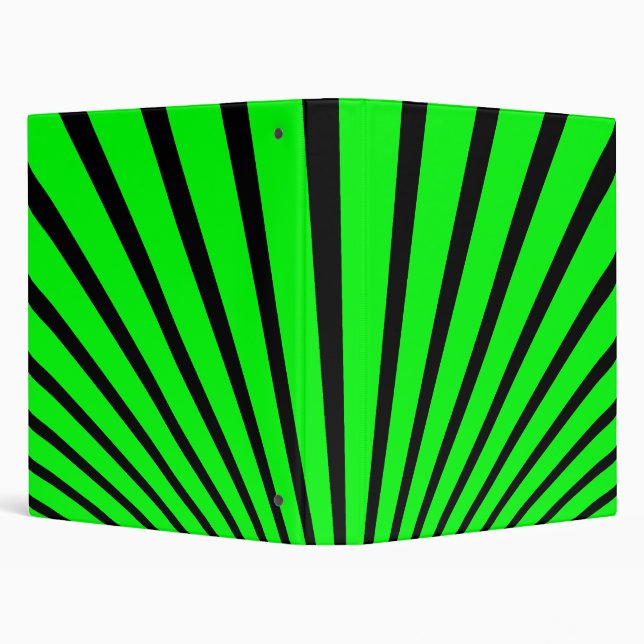 GREEN & BLACK RETRO RAYS 3 RING BINDER (Background)