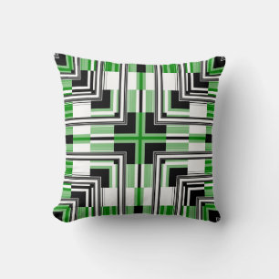 Green Black Seamless Pattern Retro Art Design Throw Pillow