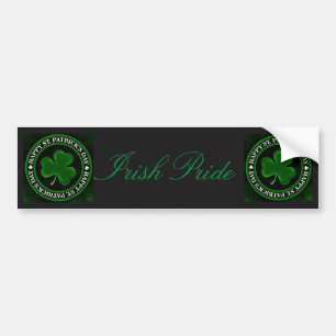 green/black Shamrock St Patrick's Day Irish Pride Bumper Sticker