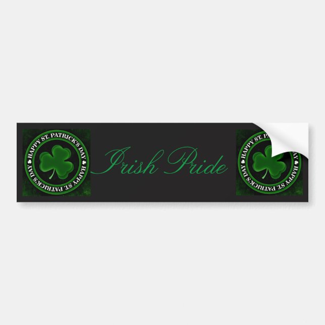 green/black Shamrock St Patrick's Day Irish Pride Bumper Sticker (Front)