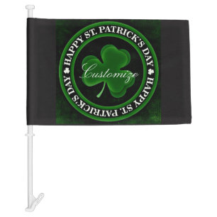 green/black Shamrock St Patrick's Day Irish Pride Car Flag