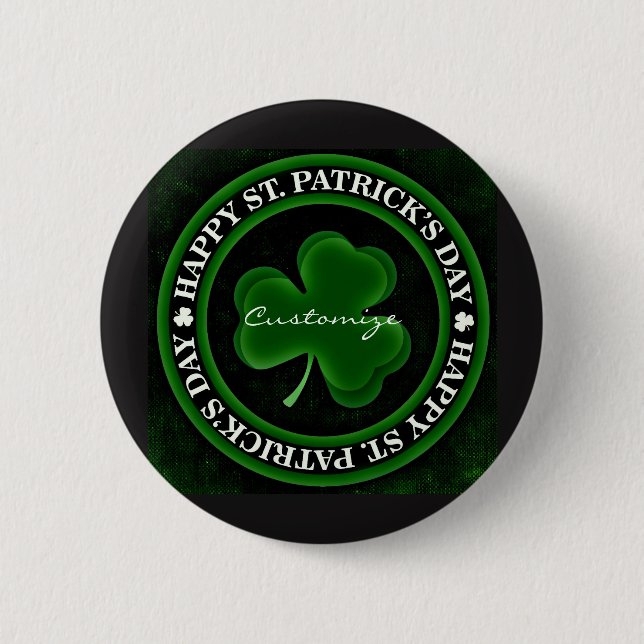 green/black Shamrock St Patrick's Day Irish Pride Pinback Button (Front)
