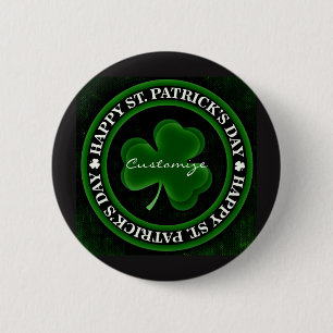 green/black Shamrock St Patrick's Day Irish Pride Pinback Button