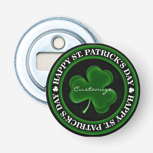 green/black Shamrock St Patrick's Day Thunder_Cove Bottle Opener (Front)
