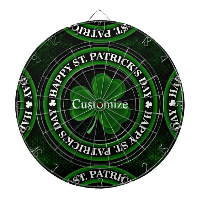 green/black Shamrock St Patrick's Day Thunder_Cove Dart Board (Front)