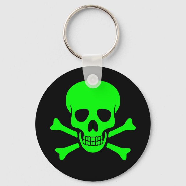Green & Black Skull & Crossbones Keychain (Front)