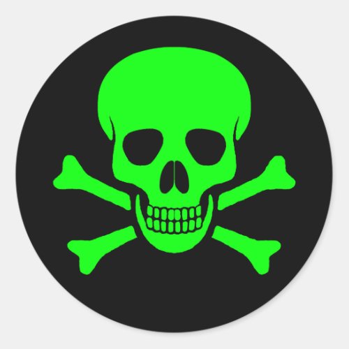 Green  Black Skull  Crossbones Sticker