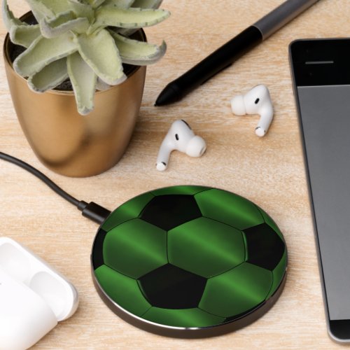 Green Black Soccer Ball Futbol Wireless Charger