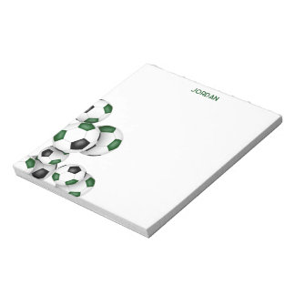 green black soccer balls accent custom name notepad