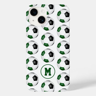 green black soccer balls pattern monogrammed Case-Mate iPhone 14 case