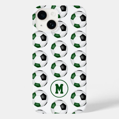 green black soccer balls pattern monogrammed Case_Mate iPhone 14 case