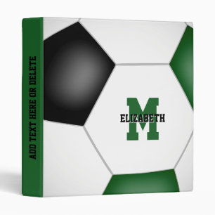 green black soccer team colors athlete name 3 ring binder