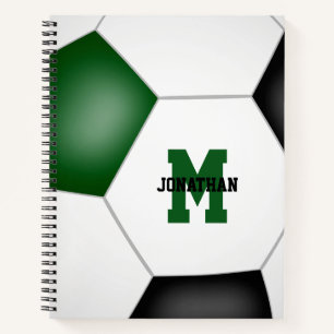 green black soccer team colors boys girls custom notebook