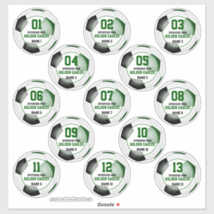green black soccer team colors set of 13 custom sticker