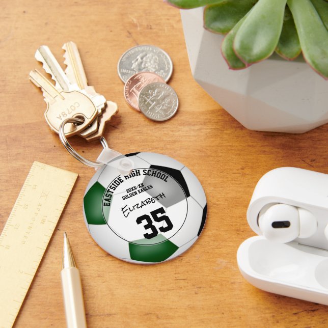 green black soccer team  girls boys sports gifts keychain (Desk)
