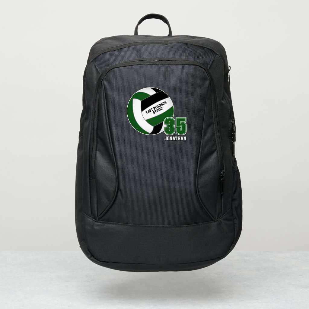 Green black sports team colors volleyball backpack