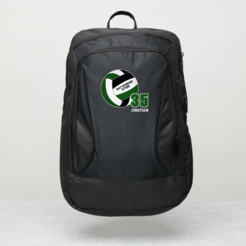 Green black sports team colors volleyball port authority backpack