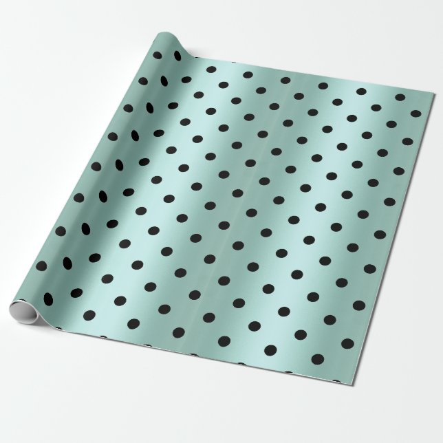Green Black Spot ELEGANT BIRTHDAY WEDDING WRAP Wrapping Paper (Unrolled)