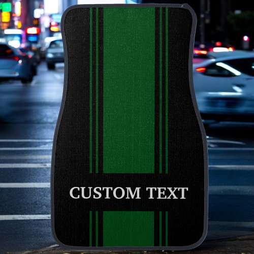 Green Black Stripe Custom Personalized Name Car Fl Car Floor Mat