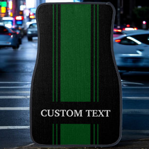 Green Black Stripe Custom Personalized Name Car Fl Floor Mat