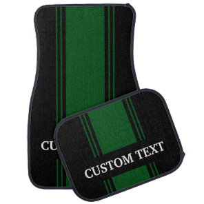 Green Black Stripe Custom Personalized Name Car Floor Mat