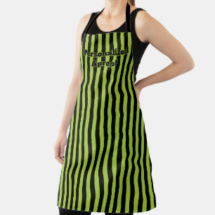 Green Black Stripe Halloween Colors Apron