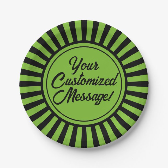 Green Black Stripe Halloween Paper Plates (Front)