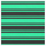 Green &amp; Black Striped Pattern Fabric