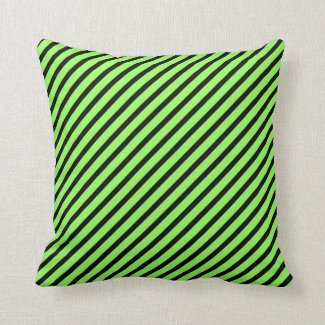 Green Black Striped Pattern Throw Pillow