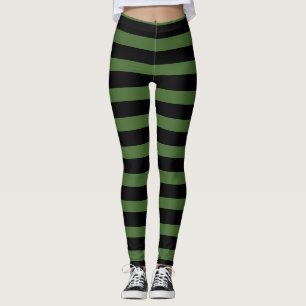Green Black Striped Witch Halloween Legging