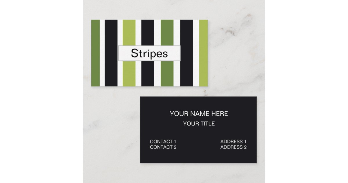 Green Black Stripes Business Card | Zazzle