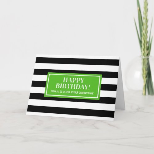 Green Black Stripes Business From Group Birthday Card
