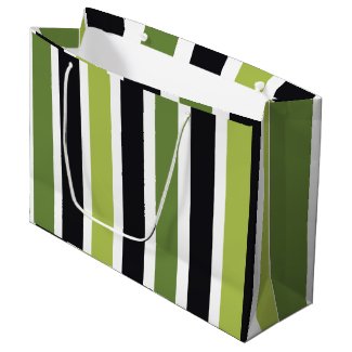 Green Black Stripes Large Gift Bag