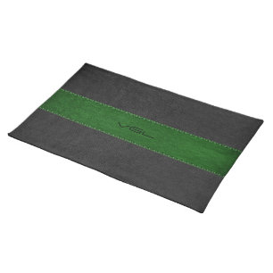 Green & Black Stripes Leather Texture Cloth Placemat