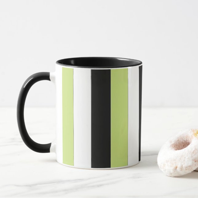 Green Black Stripes Mug (With Donut)